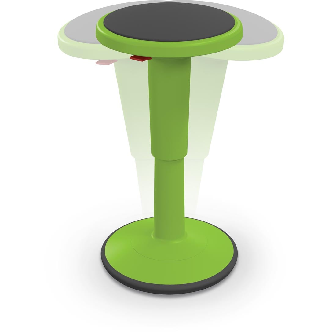 Green MooreCo Hierarchy Tall Grow Stool with action indicators to show how it can wobble
