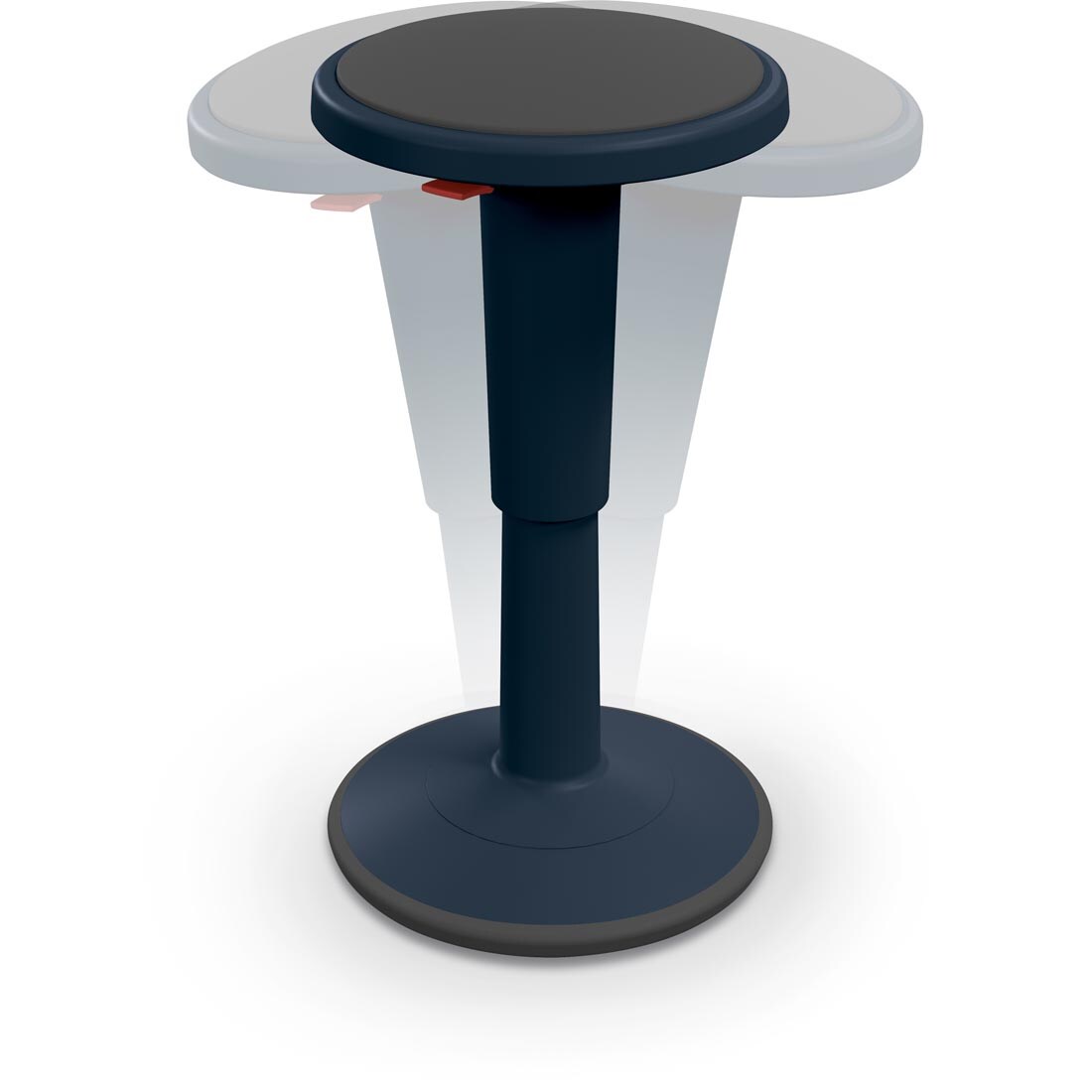 Navy MooreCo Hierarchy Tall Grow Stool with action indicators to show how it can wobble