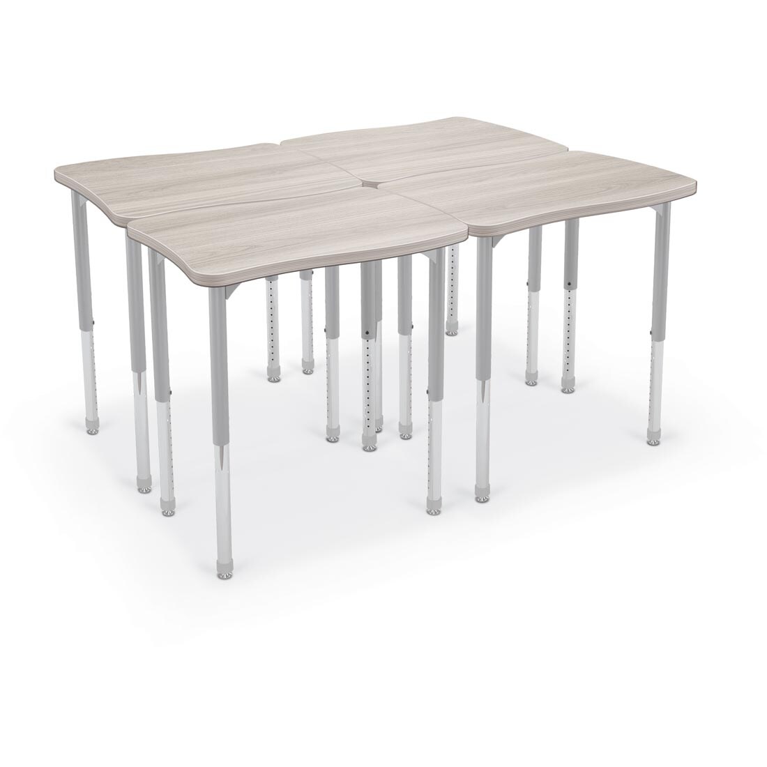 4 Grey Elm MooreCo Hierarchy Creator Wavy Rectangle Desks