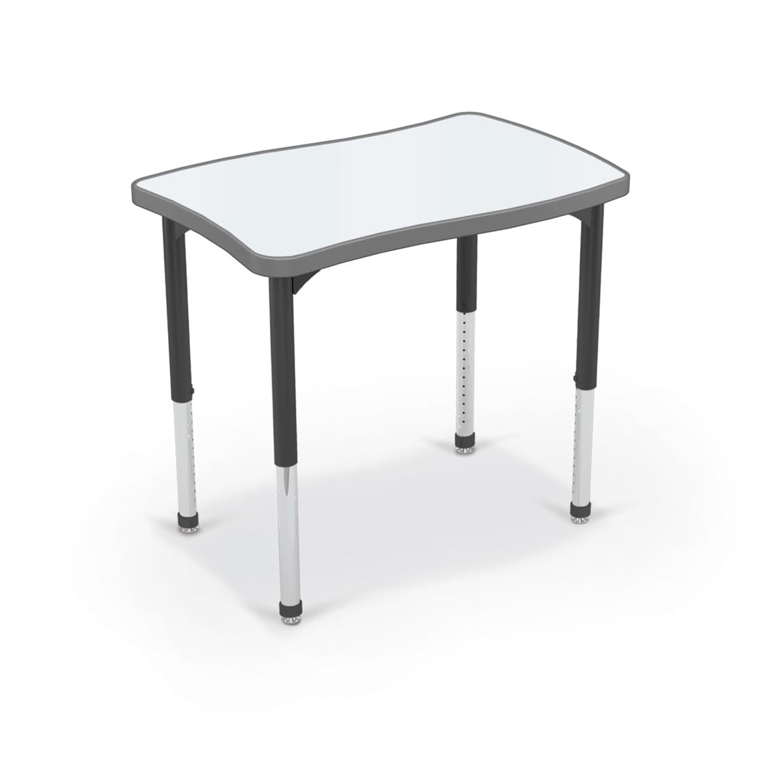 MooreCo Hierarchy Creator Wavy Rectangle Desk With Porcelain Steel Top And Black Legs