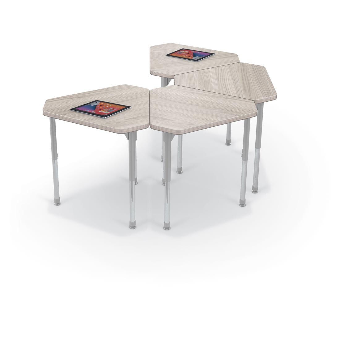 4 Grey Elm MooreCo Hierarchy Small Monroe Desks, two with tablets on top