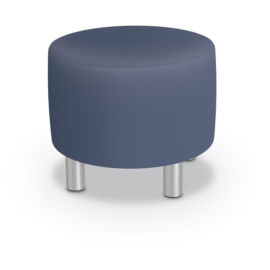 MooreCo Round Low Soft Seating Stool with Sapphire fabric