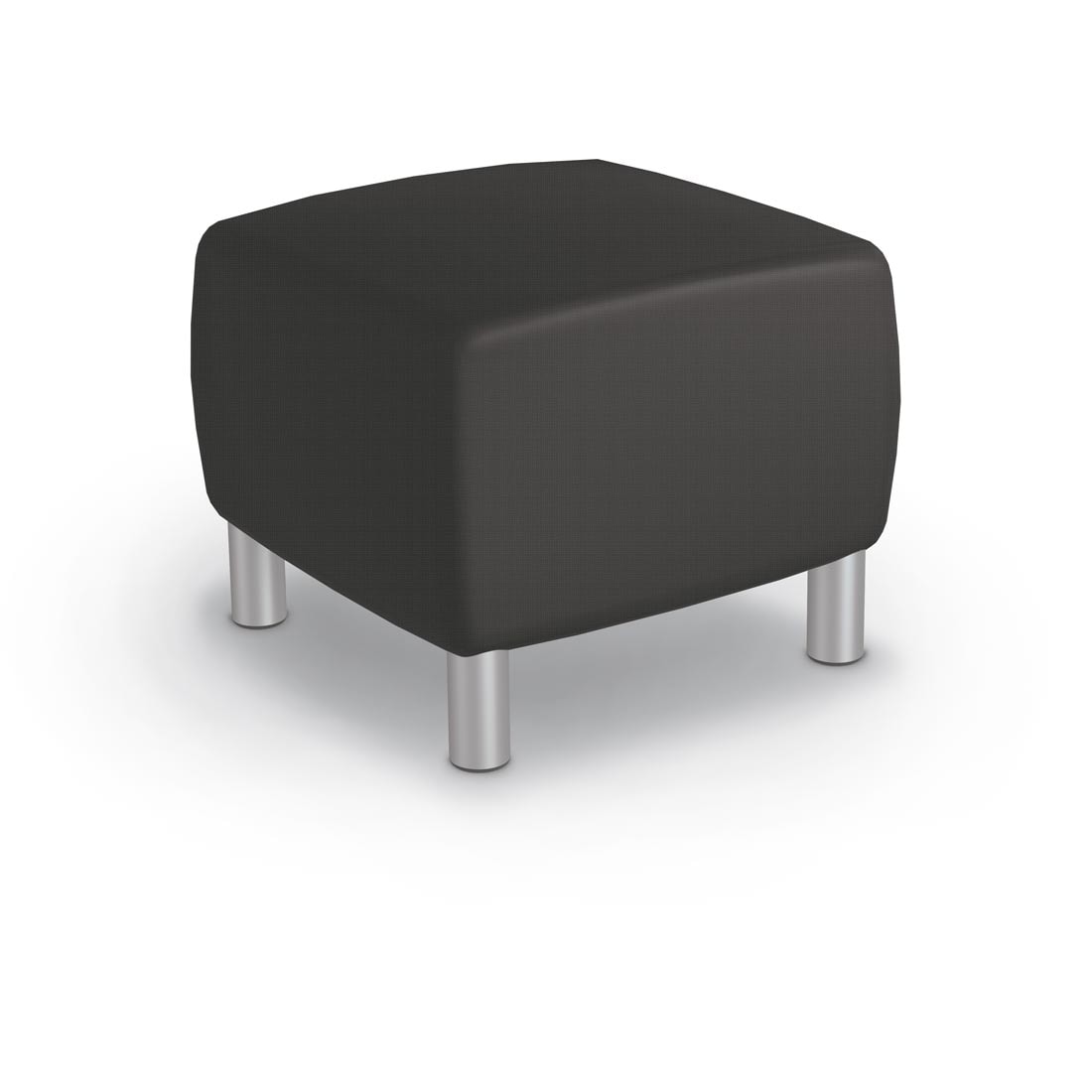 MooreCo Square Low Soft Seating Stool with Jet fabric