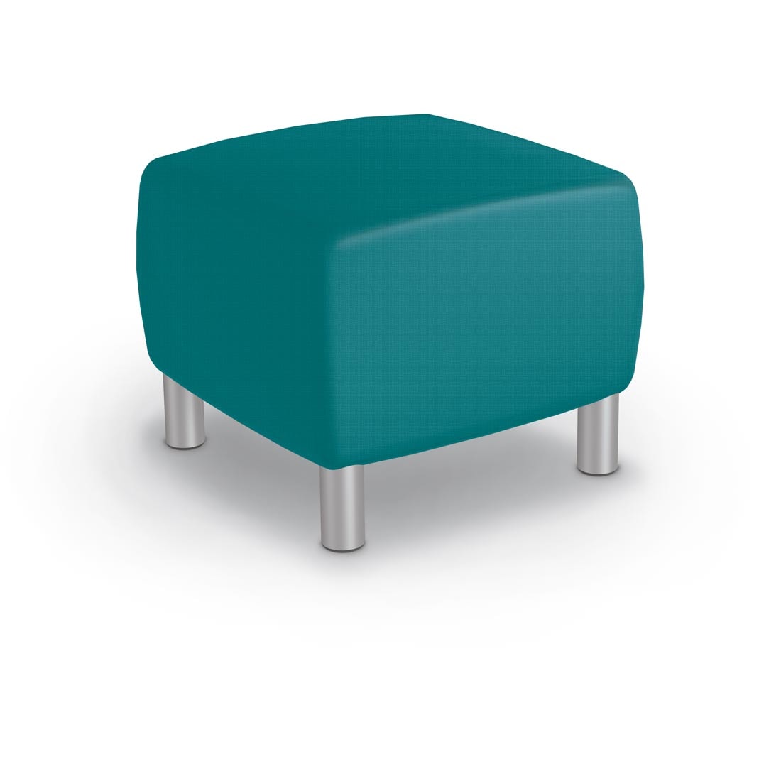 MooreCo Square Low Soft Seating Stool with Ocean fabric