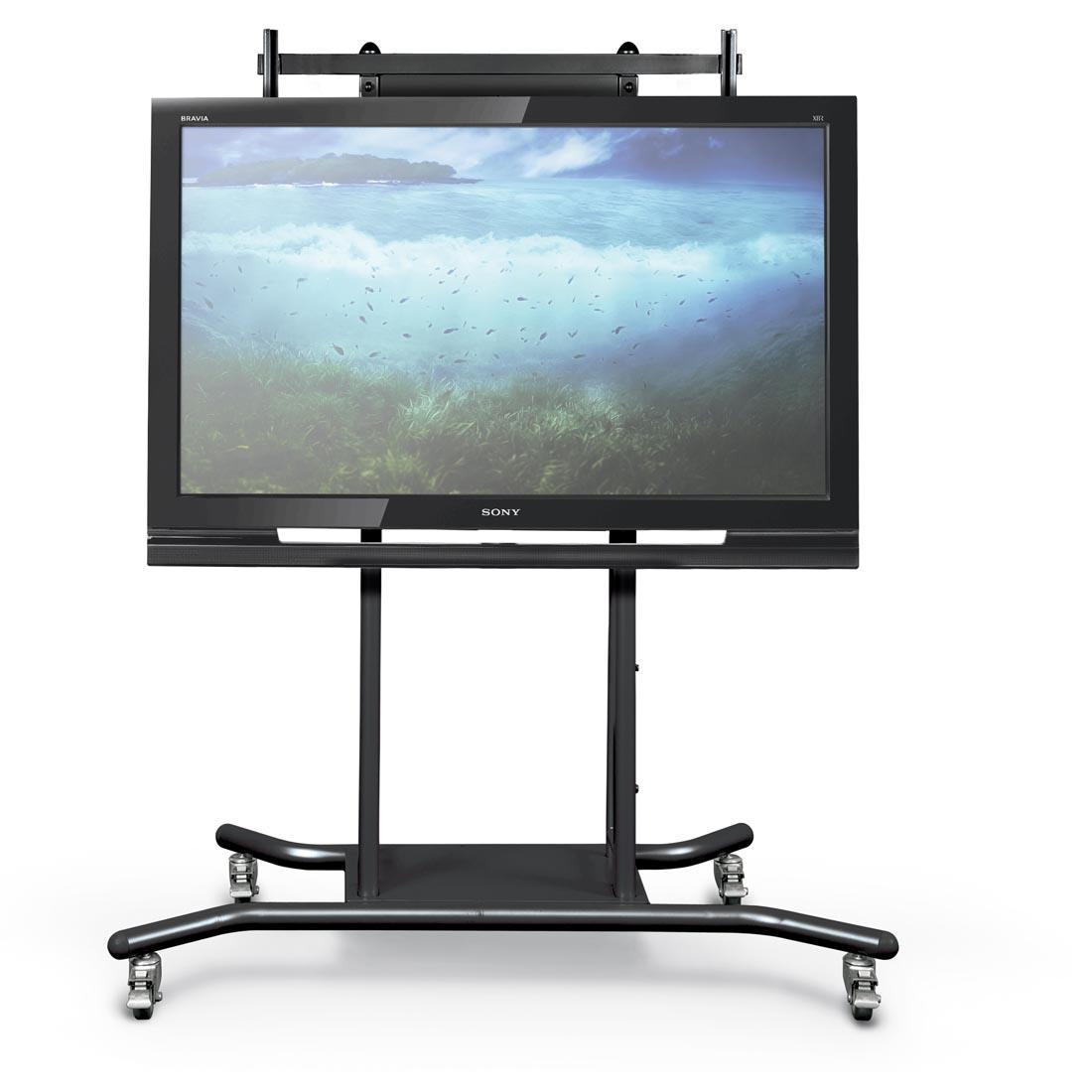 MooreCo iTeach Spider Flat Panel Cart With Electric Height Adjustment; TV attached