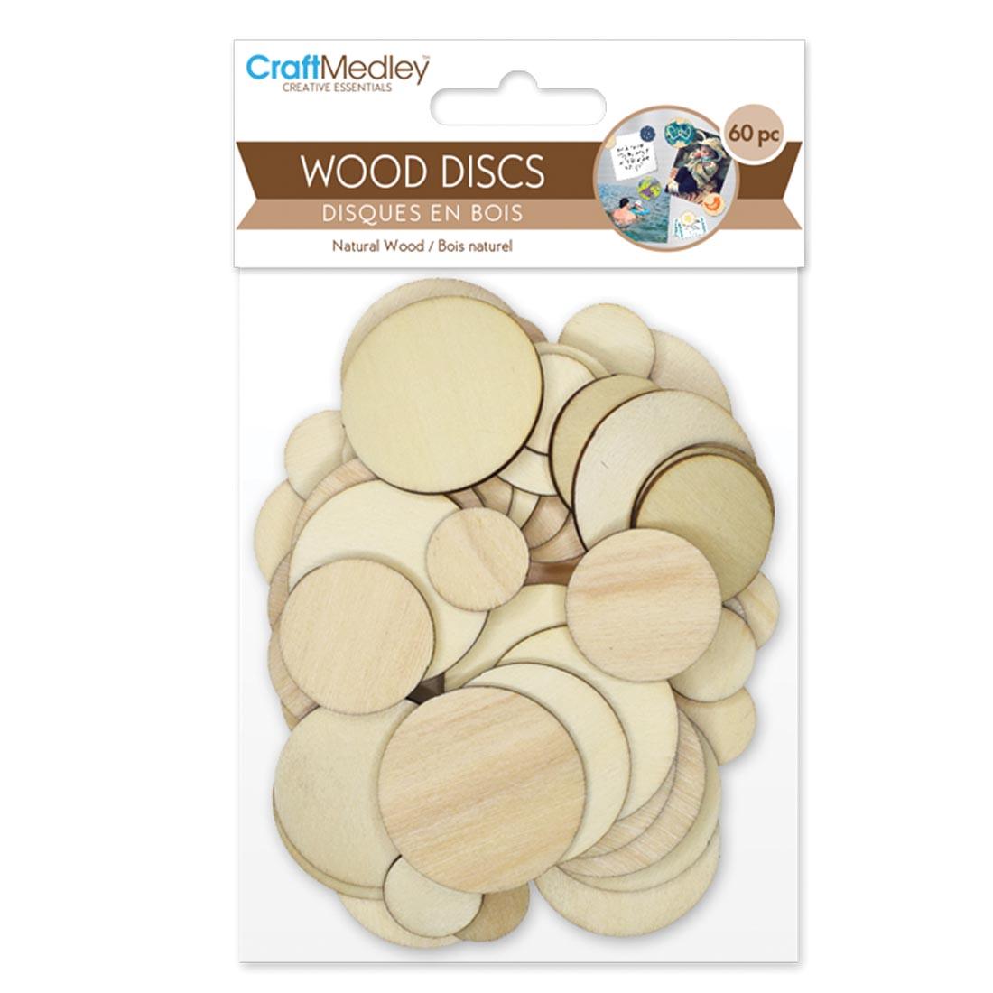 Craft Medley Wood Discs 60-Count Assortment