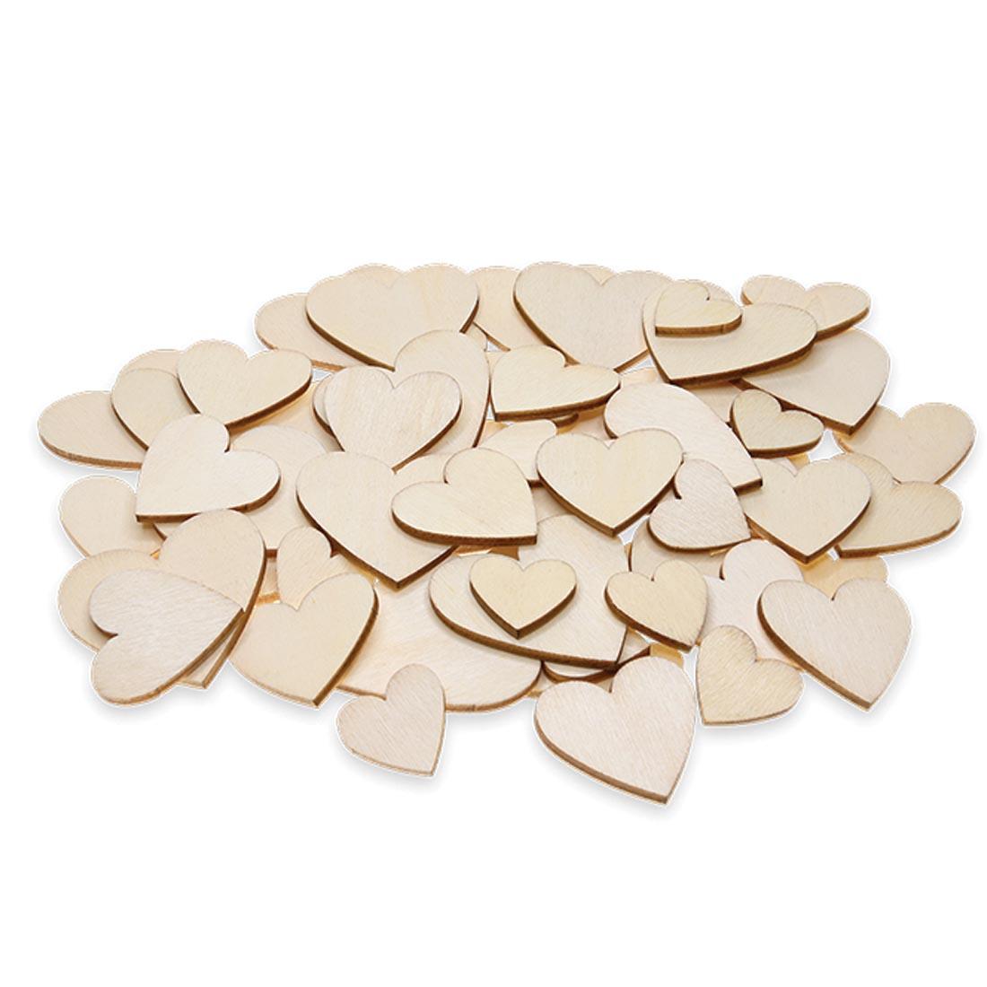 Craft Medley Wood Bits Hearts 60-Count Assortment
