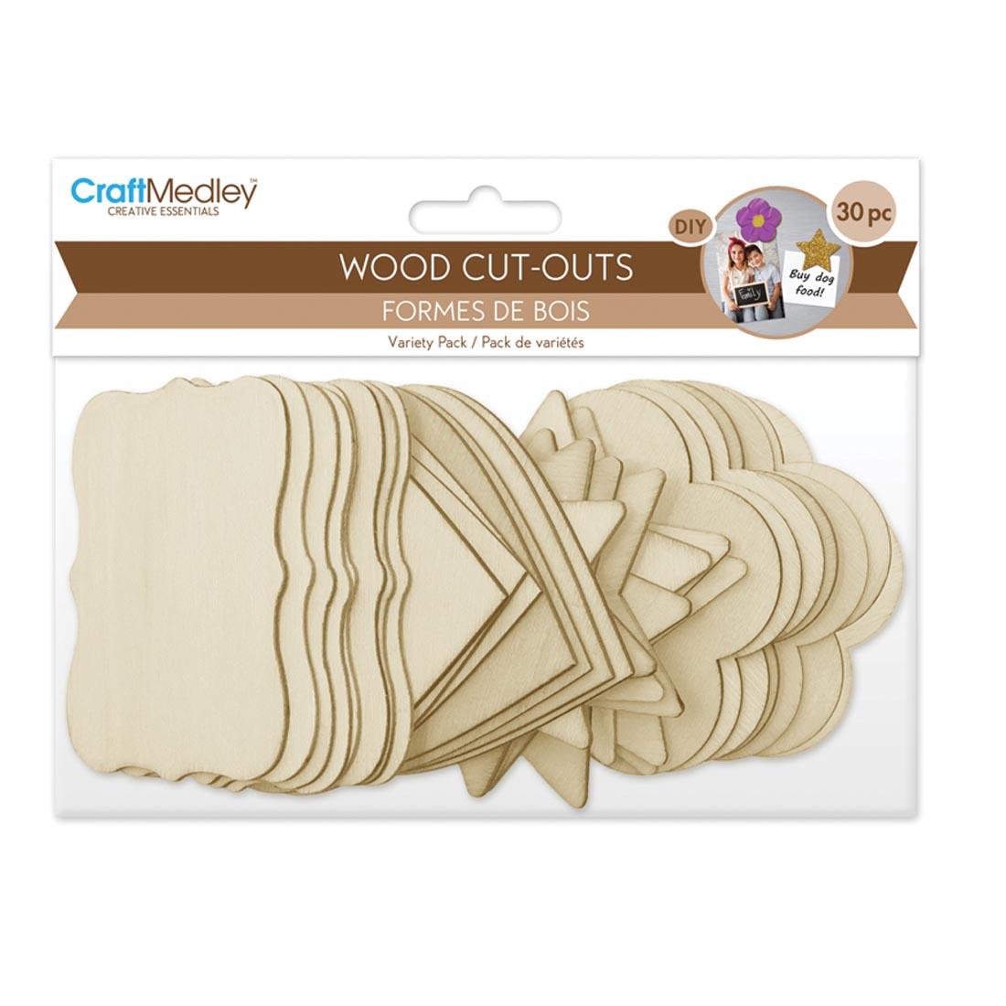 Craft Medley Wood Cut-Outs 30-Piece Assortment