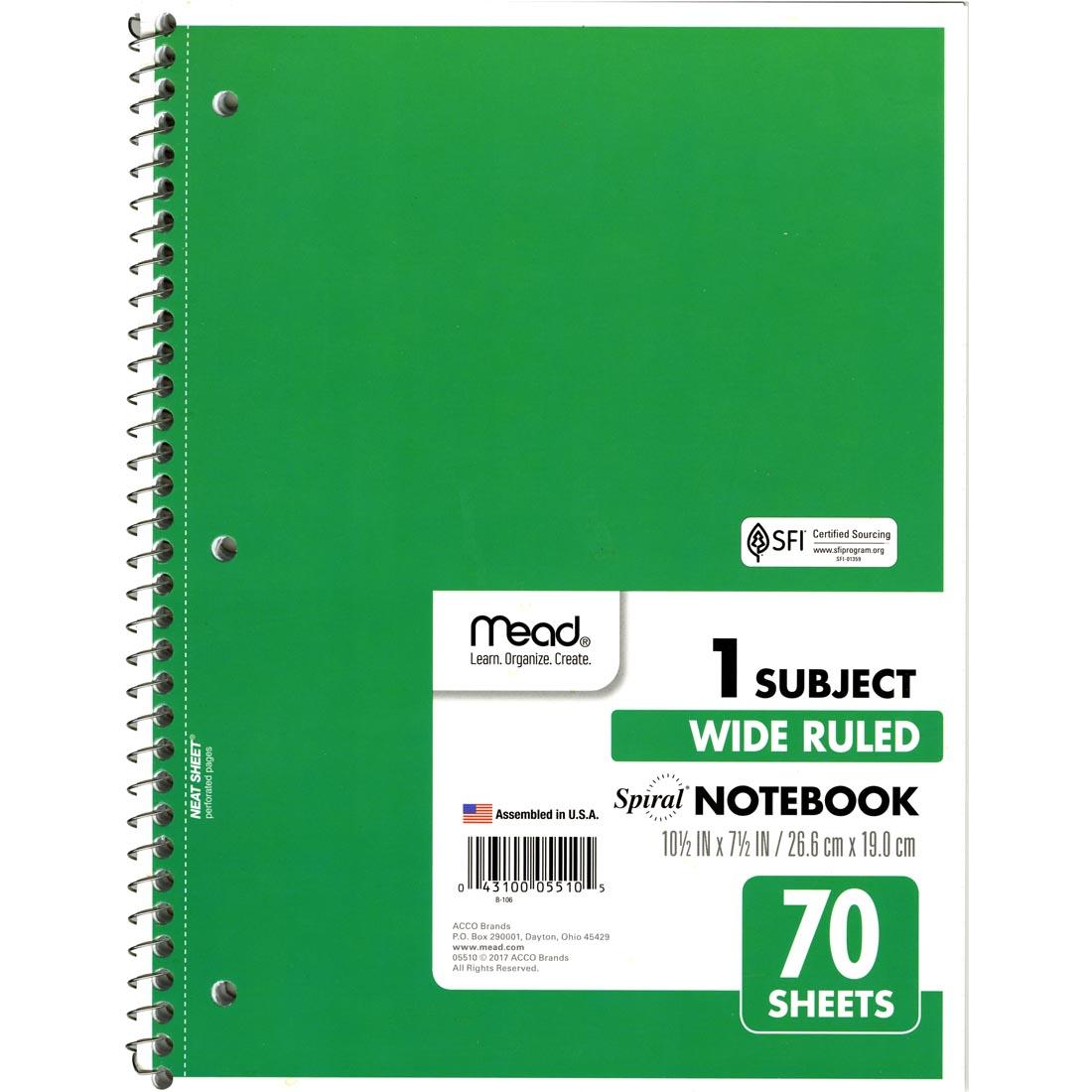 Mead Wide Ruled 1 Subject Spiral Notebook