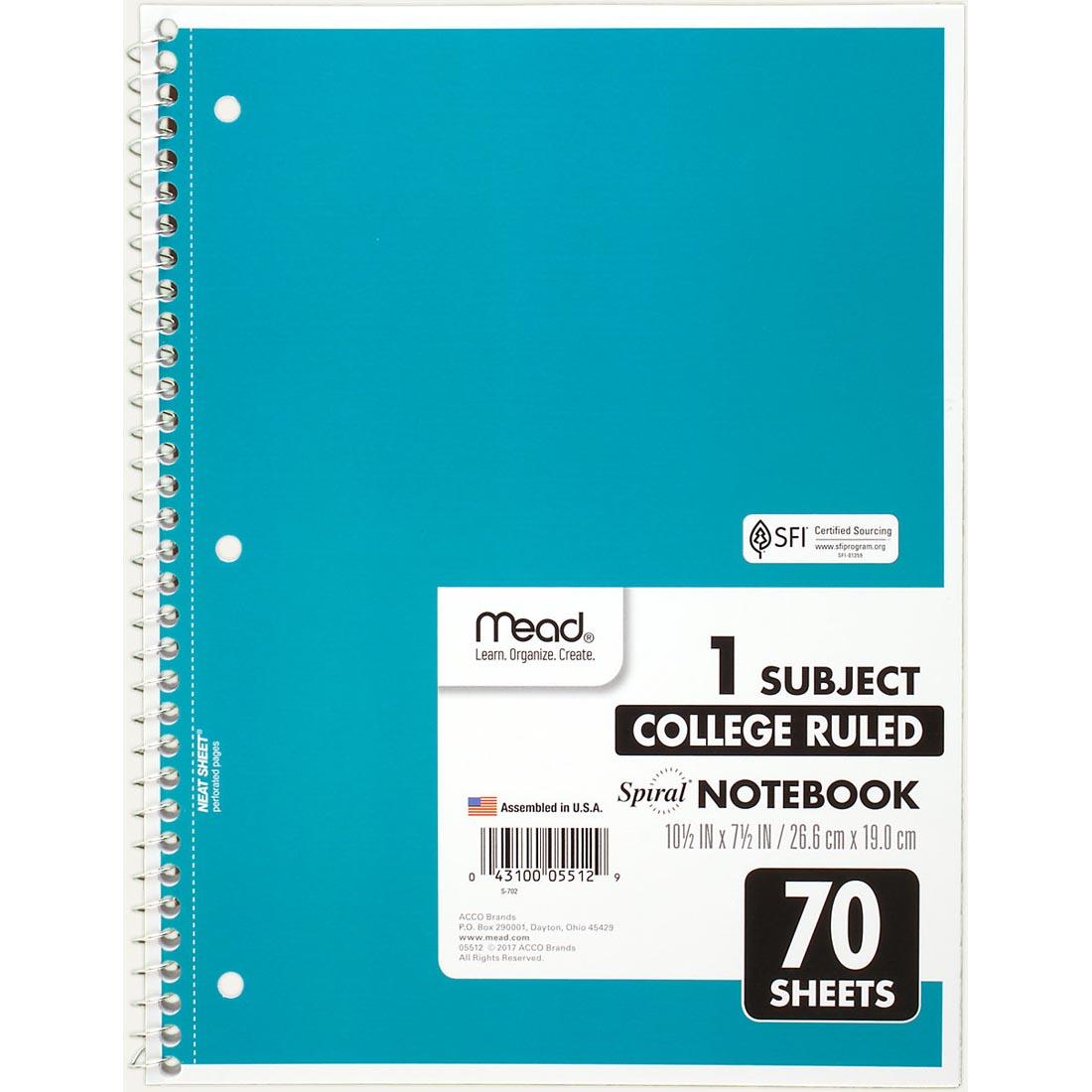 Mead College Ruled 1 Subject Spiral Notebook