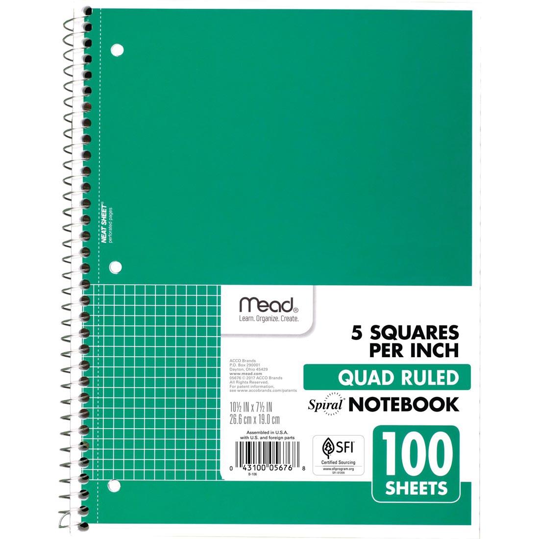 Mead Quad Ruled Spiral Notebook