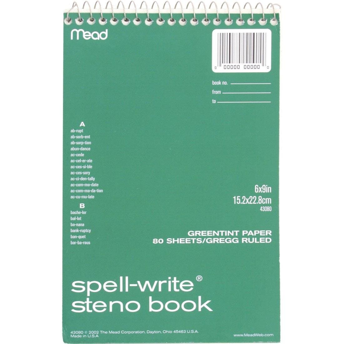 Mead Spell-Write Steno Book