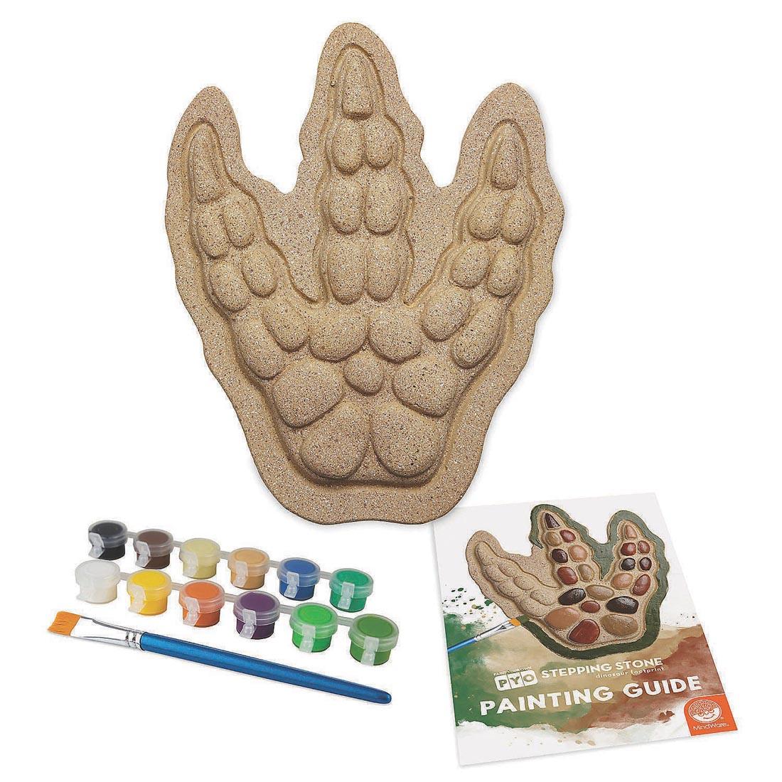 Components of the Paint Your Own Stepping Stone Dinosaur Footprint Kit