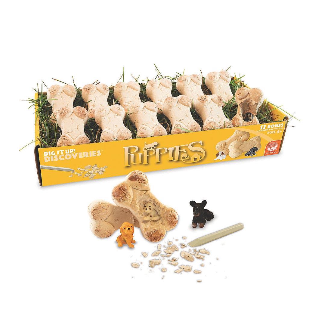 Contents of the Dig It Up! Discoveries Puppies By Mindware