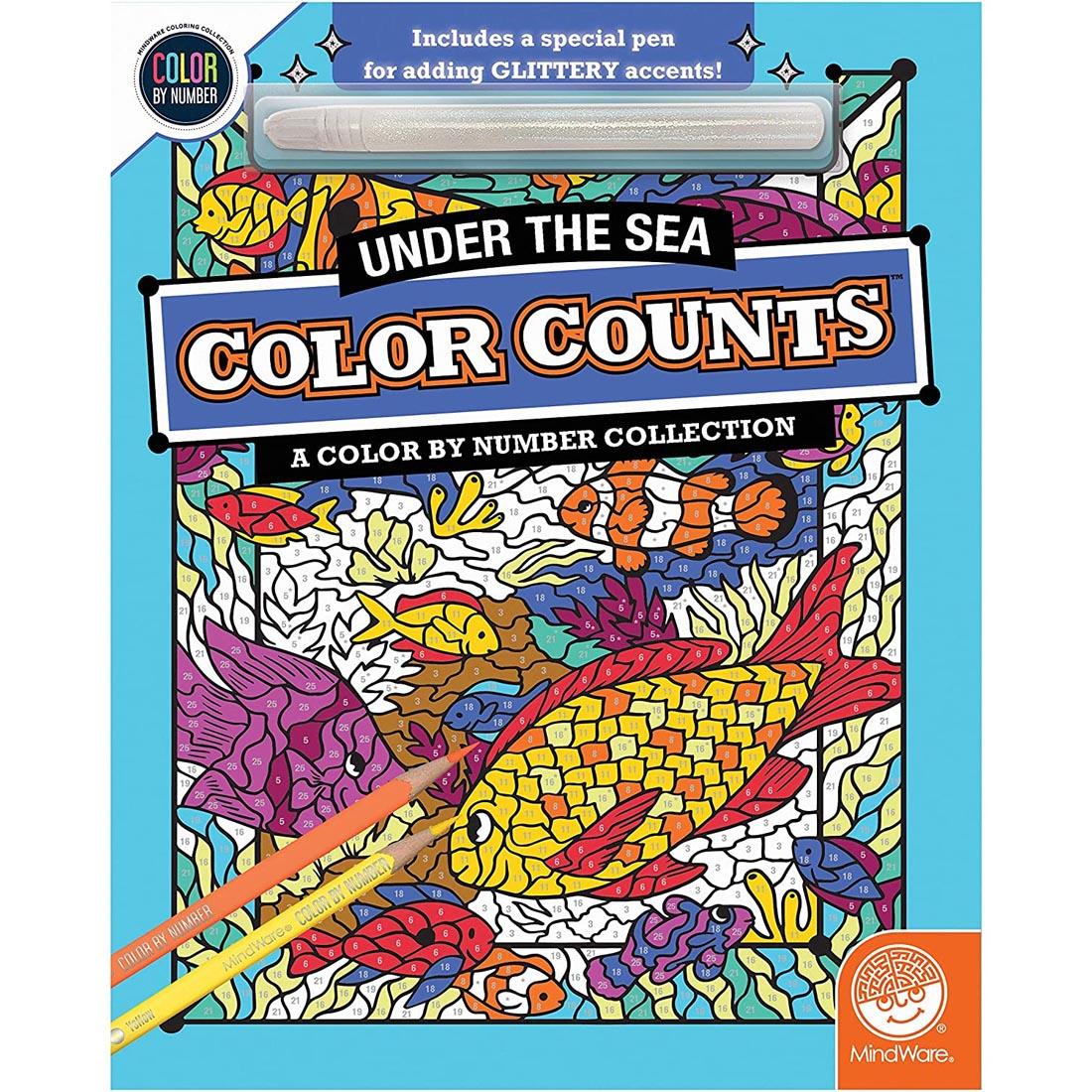 Mindware Color By Number Glitter Under The Sea Color Counts