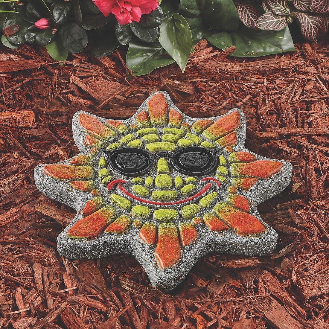 A completed project from the Paint Your Own Stepping Stone Sun Kit