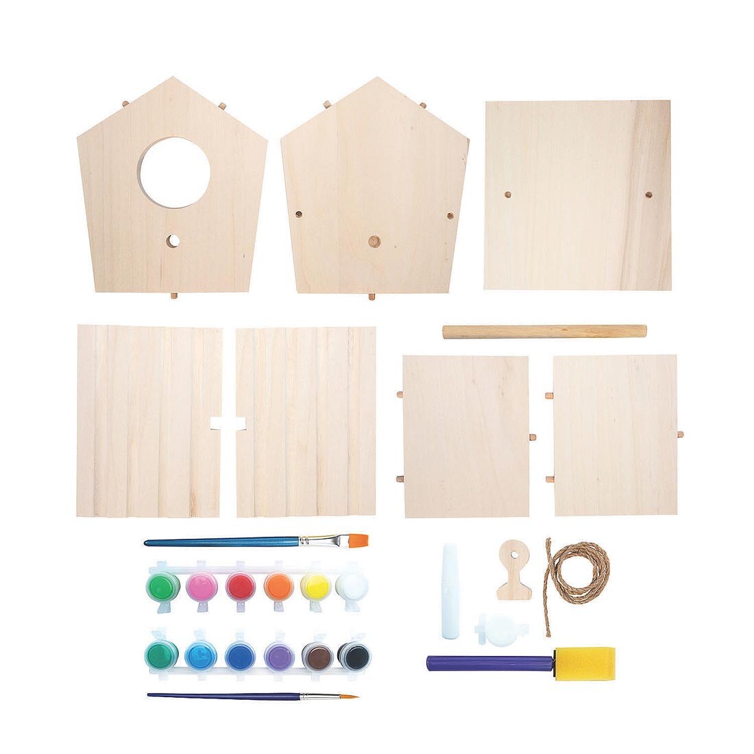 Components of the Make Your Own Birdhouse Kit