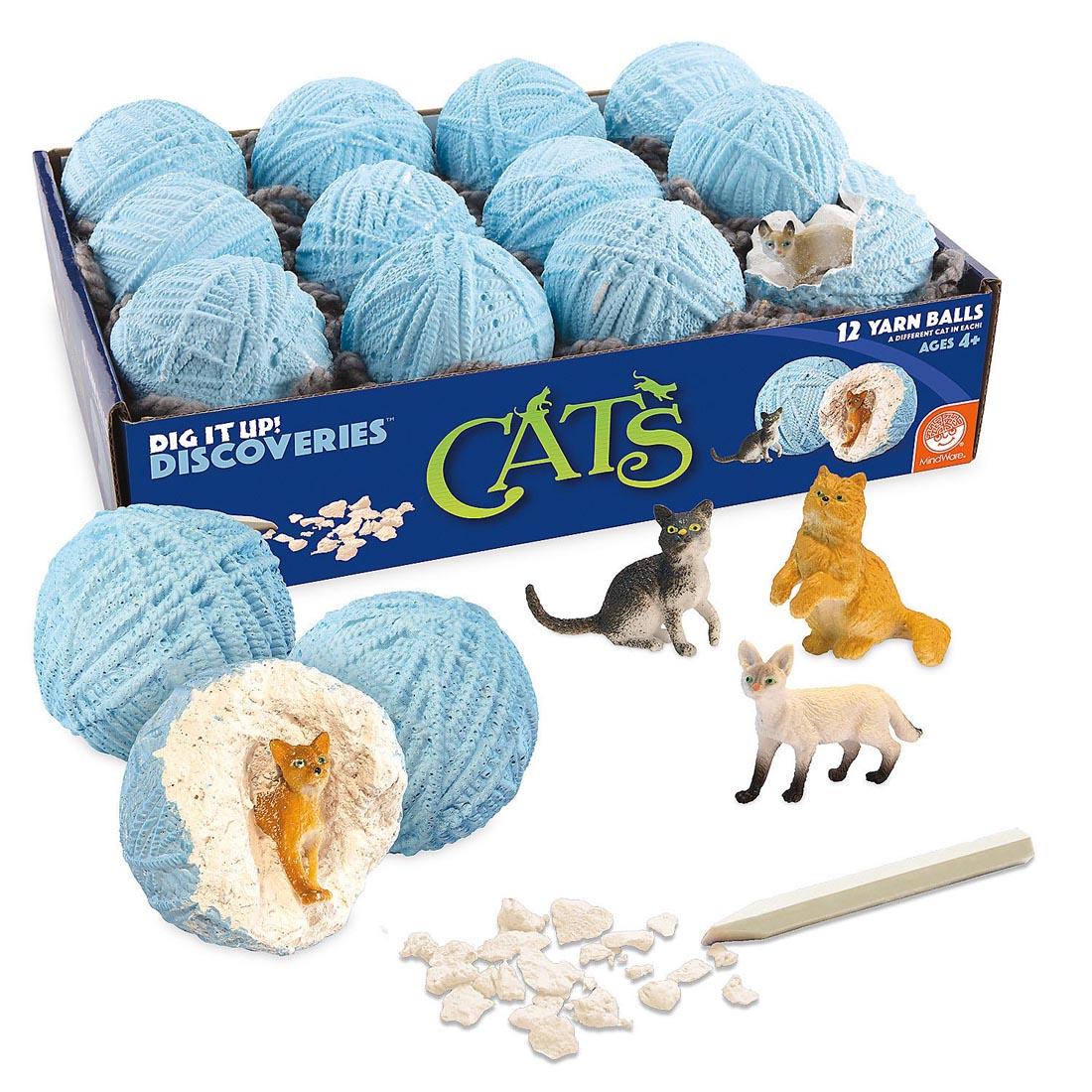 contents of the Dig It Up! Discoveries Cats By Mindware