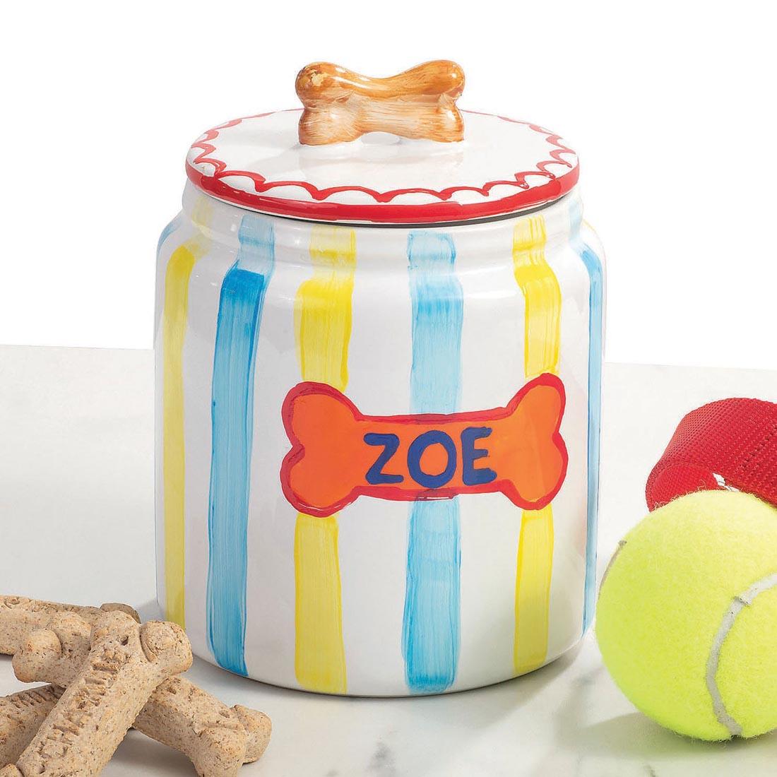 Completed project from the Paint Your Own Porcelain Dog Treat Jar Kit