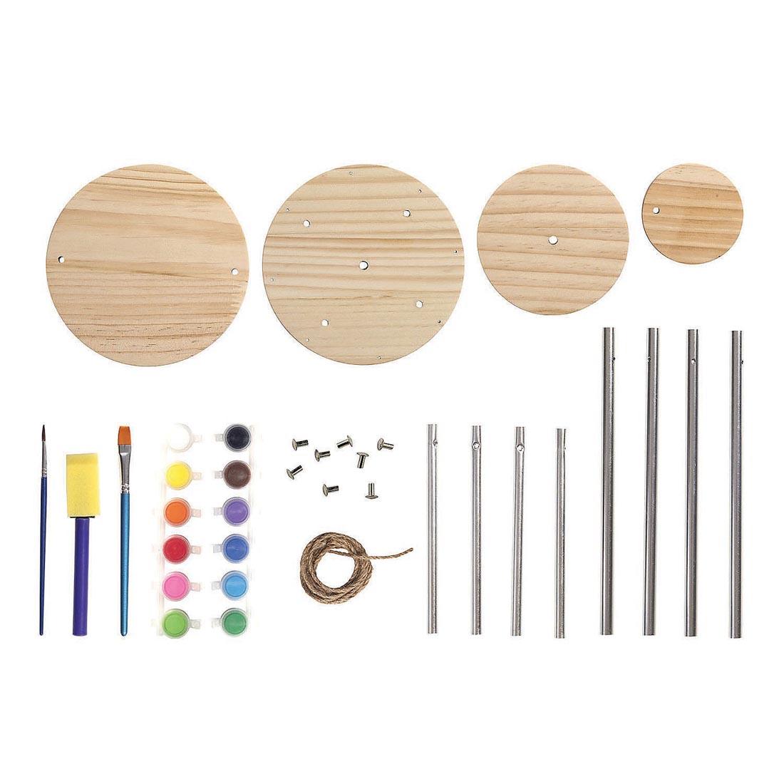 Components of the Make Your Own Wind Chime Kit