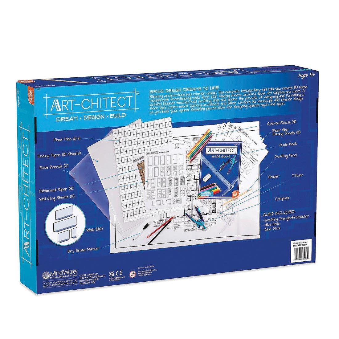 back of box for Art-chitect 3-D Home Design Architecture Kit