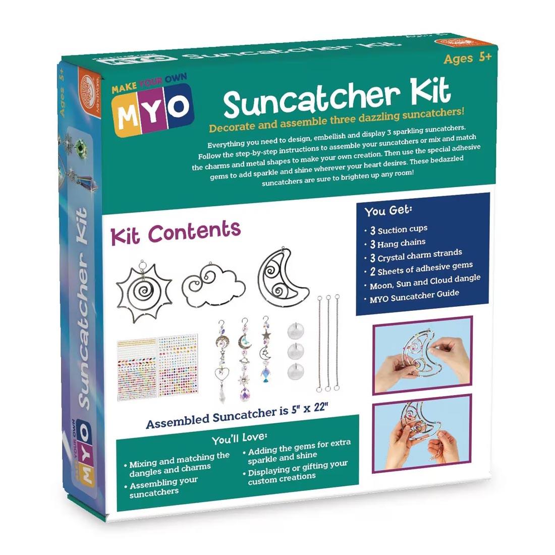 back of package of Make Your Own Suncatcher Kit By Mindware