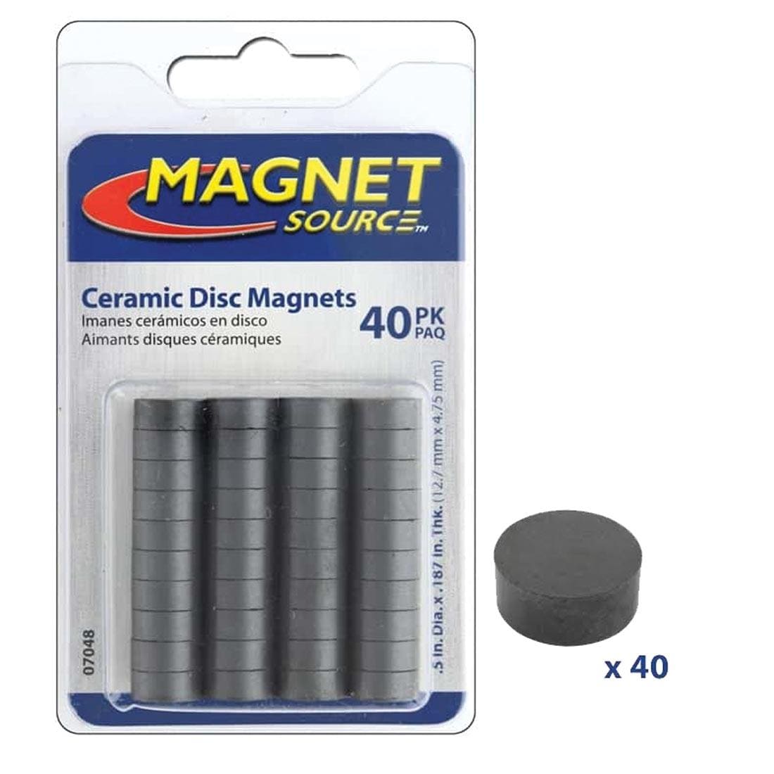 Magnet Source Ceramic Disc Magnets 40-Count Package plus a close-up of one with the text x 40