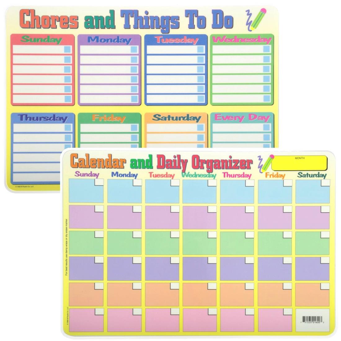 Front and Back Sides of the Calendar and Chores Placemat