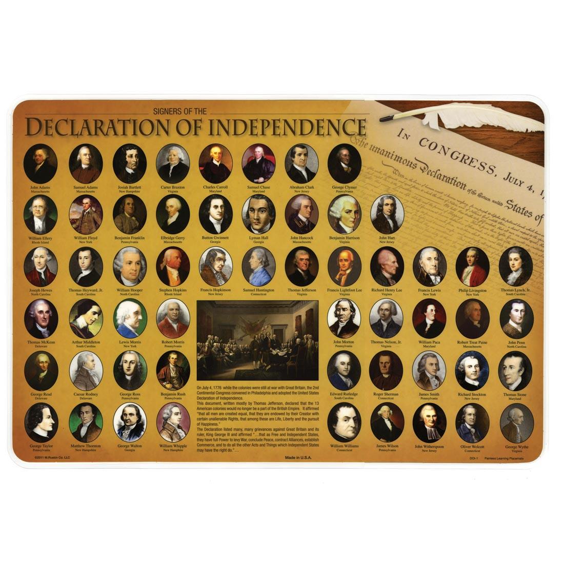 Declaration of Independence Painless Learning Placemat