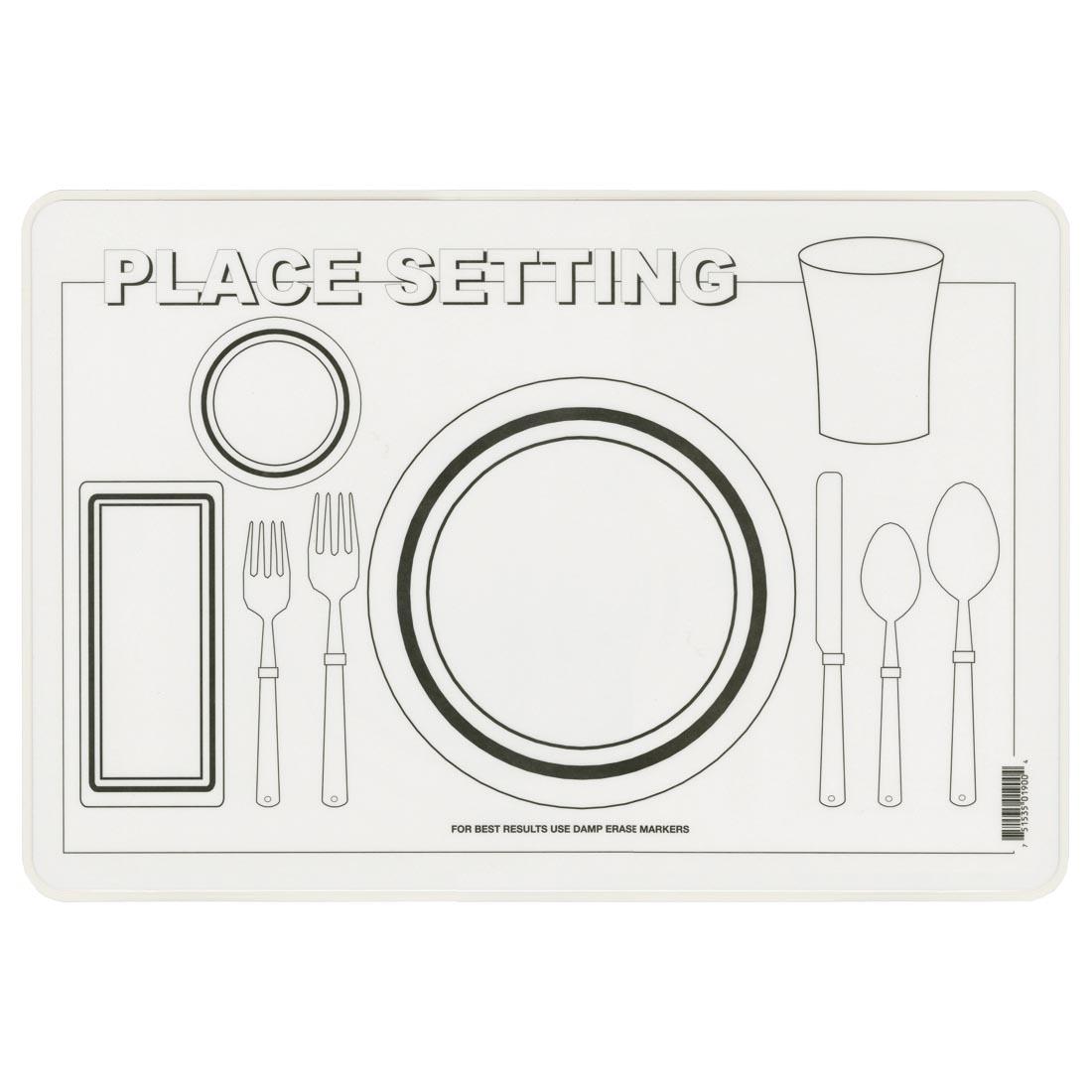 back side of the Place Setting Painless Learning Placemat