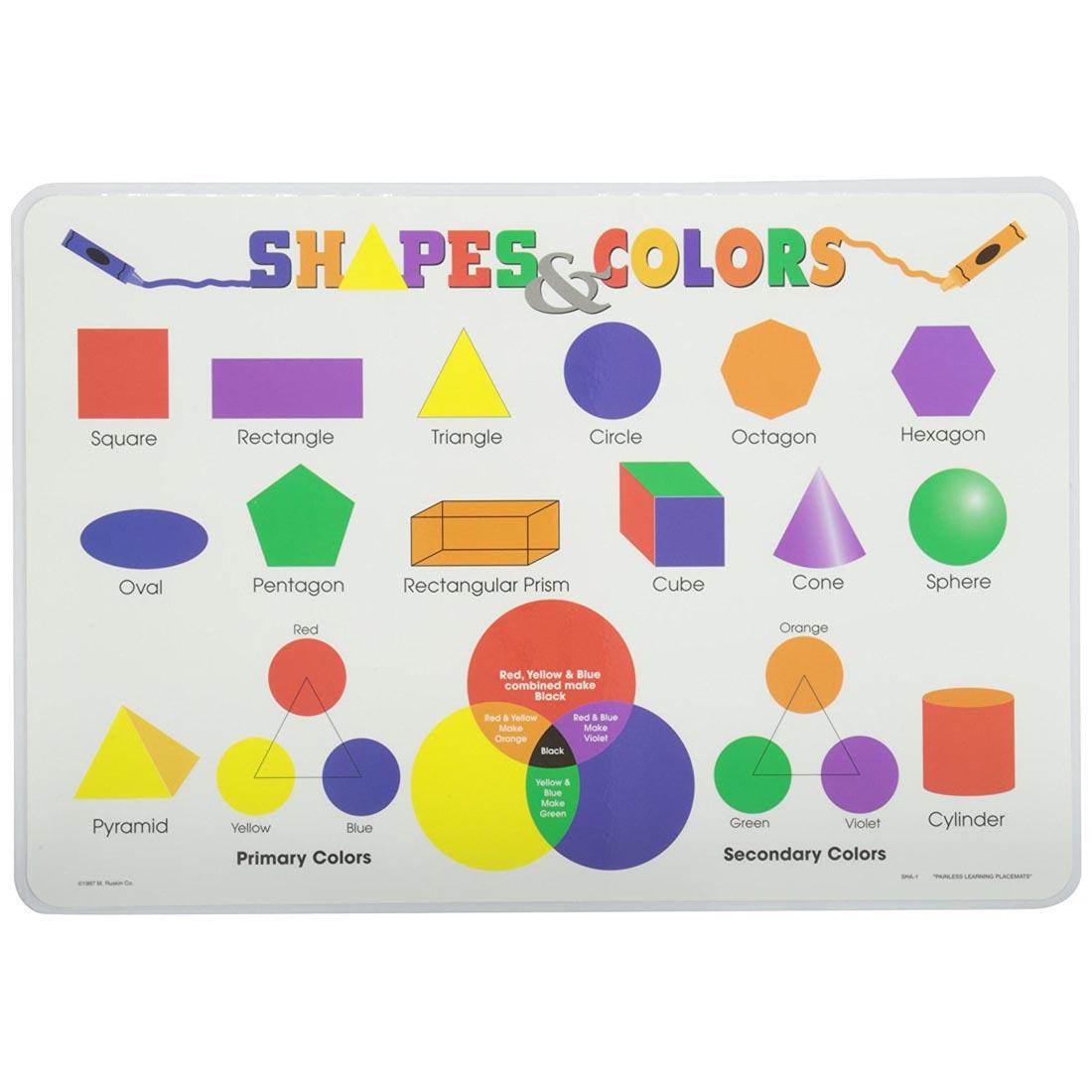 Shapes & Colors Painless Learning Placemat