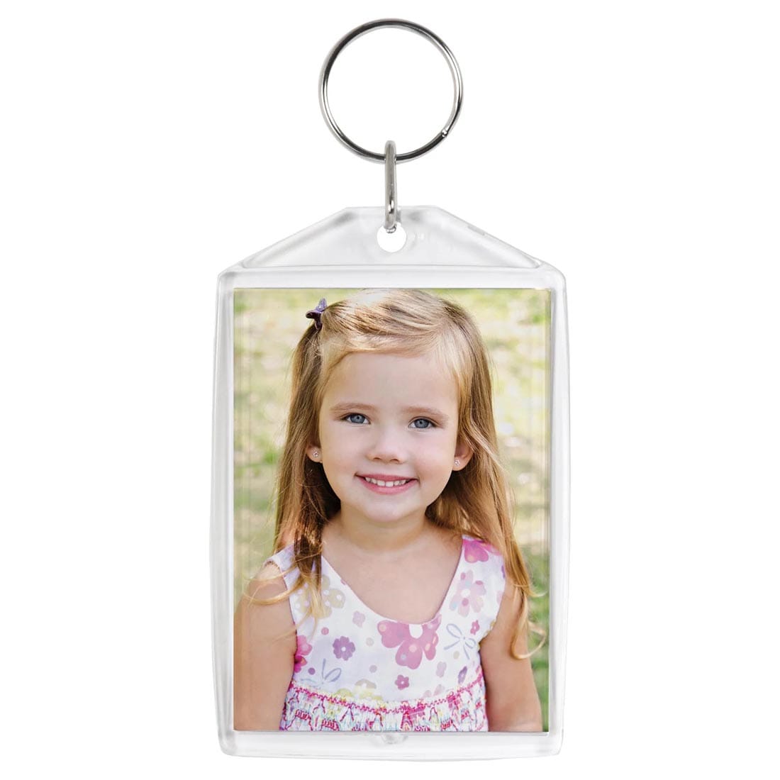 Clear Snap-In Photo Keychain with photo of child inside