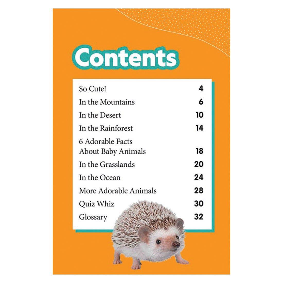 Table of Contents page from Adorable Animals National Geographic Reader Level 2