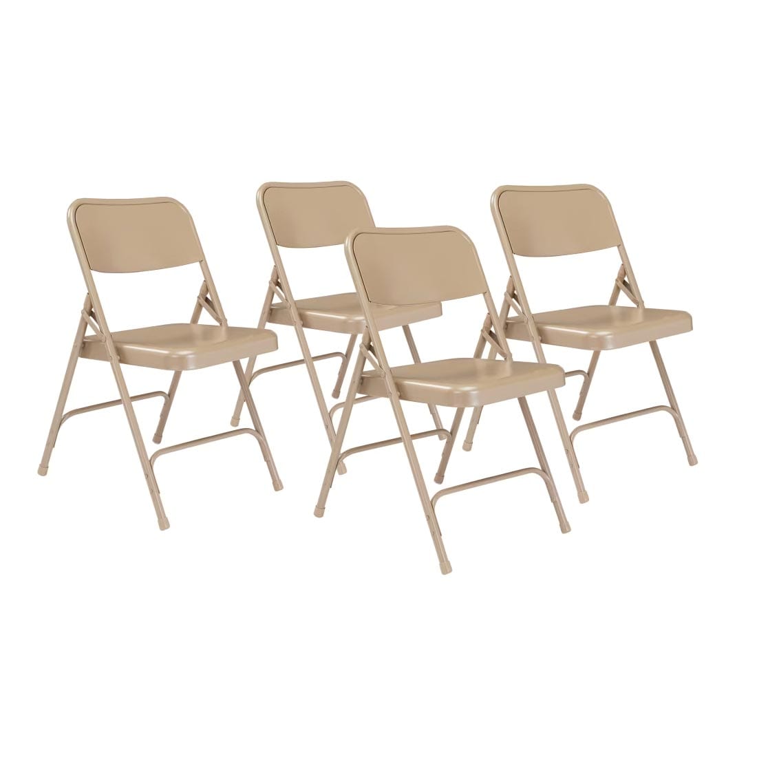 4 Beige National Public Seating 200 Series All-Steel Folding Chairs