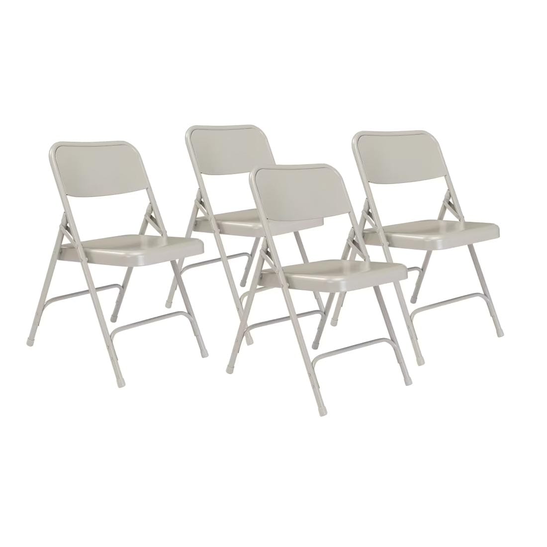 4 Grey National Public Seating 200 Series All-Steel Folding Chairs