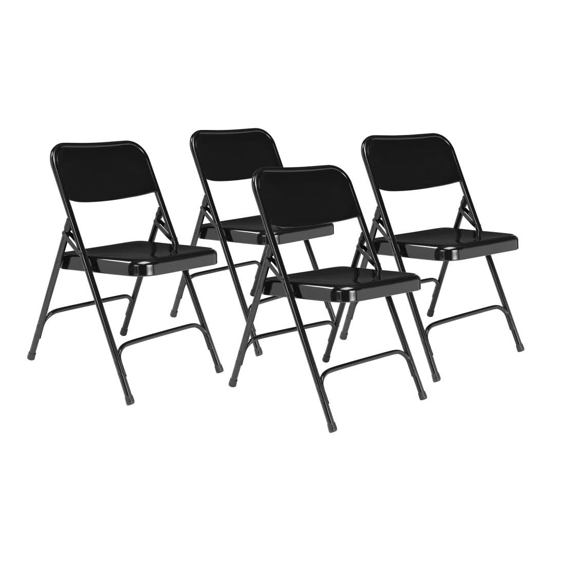 4 Black National Public Seating 200 Series All-Steel Folding Chairs