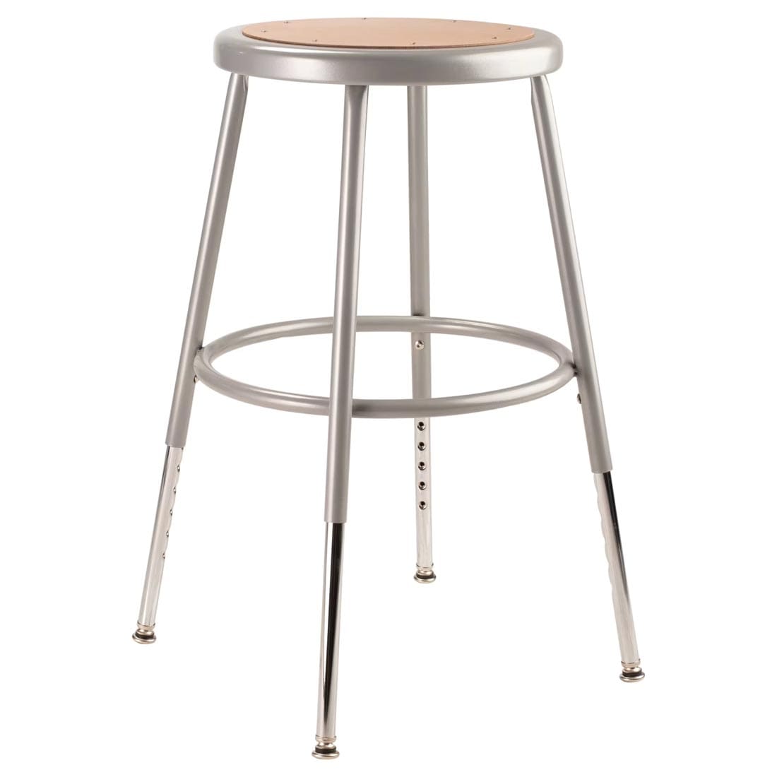 National Public Seating 18-1/2" Adjustable Height Heavy Duty Grey Steel Stool