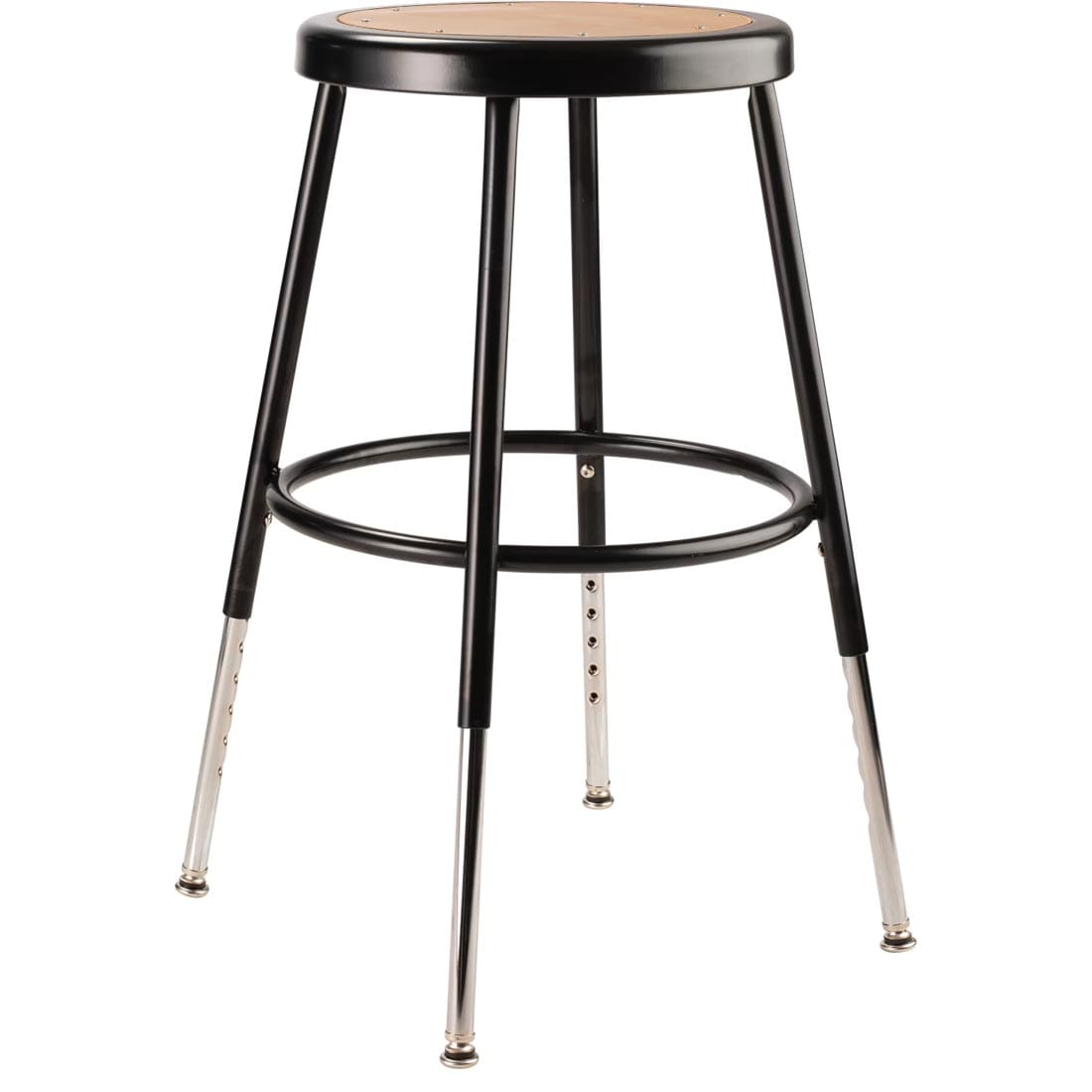 National Public Seating 18-1/2" Adjustable Height Heavy Duty Black Steel Stool