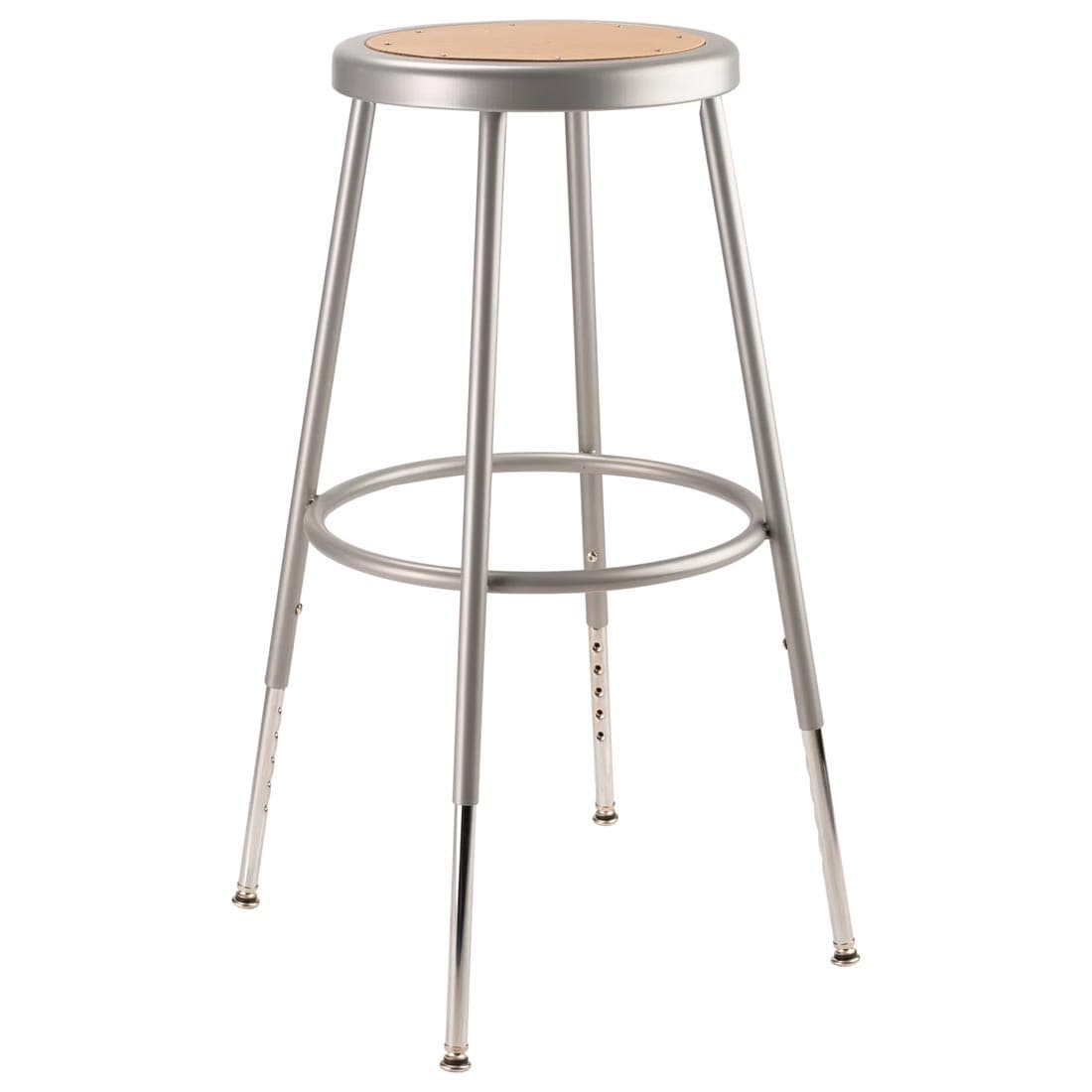 National Public Seating 24-1/2" Adjustable Height Heavy Duty Grey Steel Stool