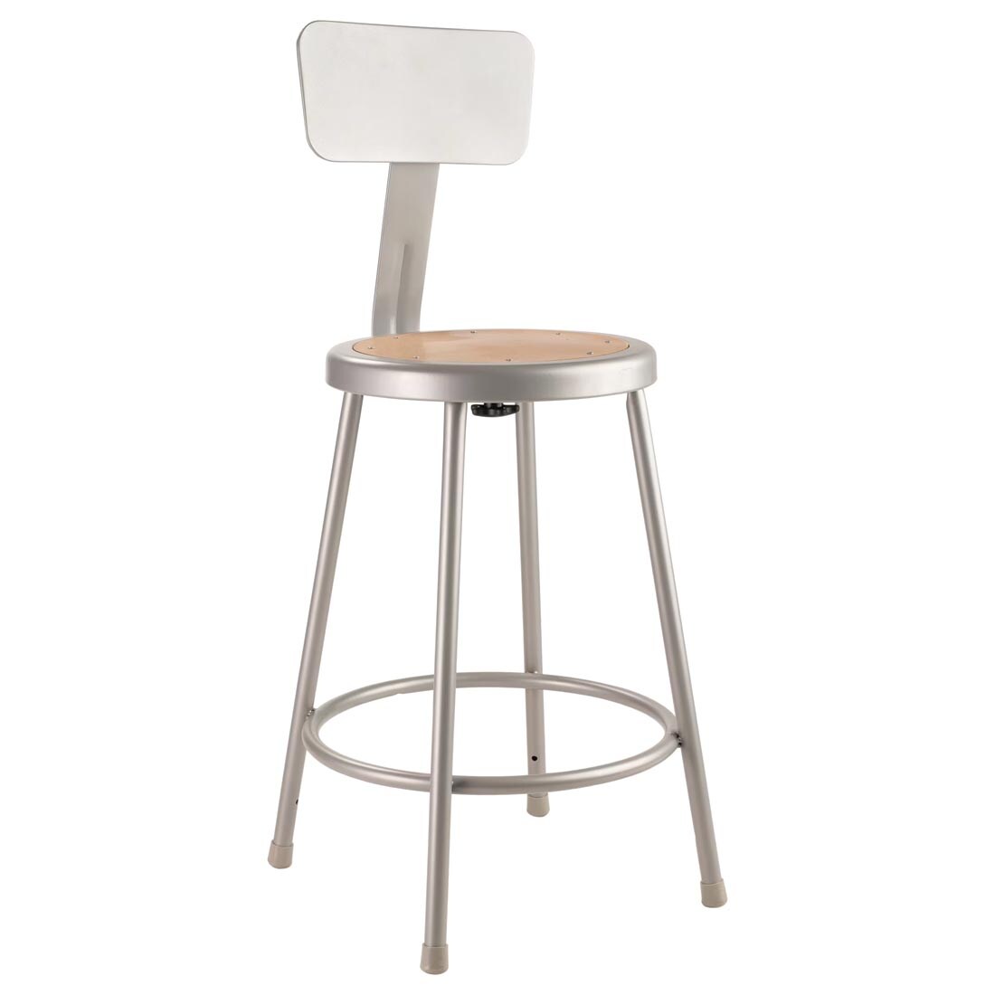 National Public Seating 24" Heavy Duty Grey Steel Stool With Backrest