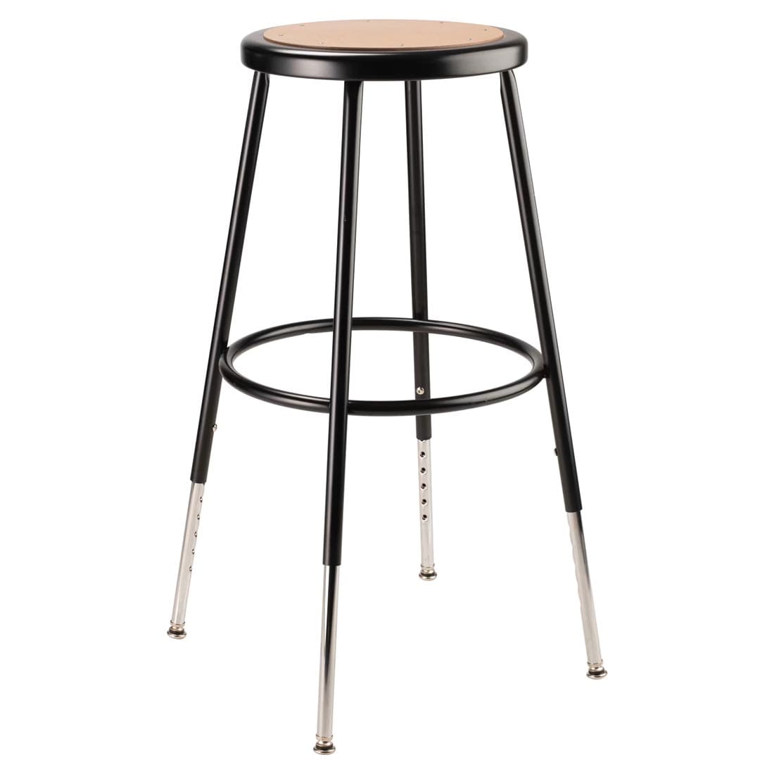 National Public Seating 24-1/2" Adjustable Height Heavy Duty Black Steel Stool