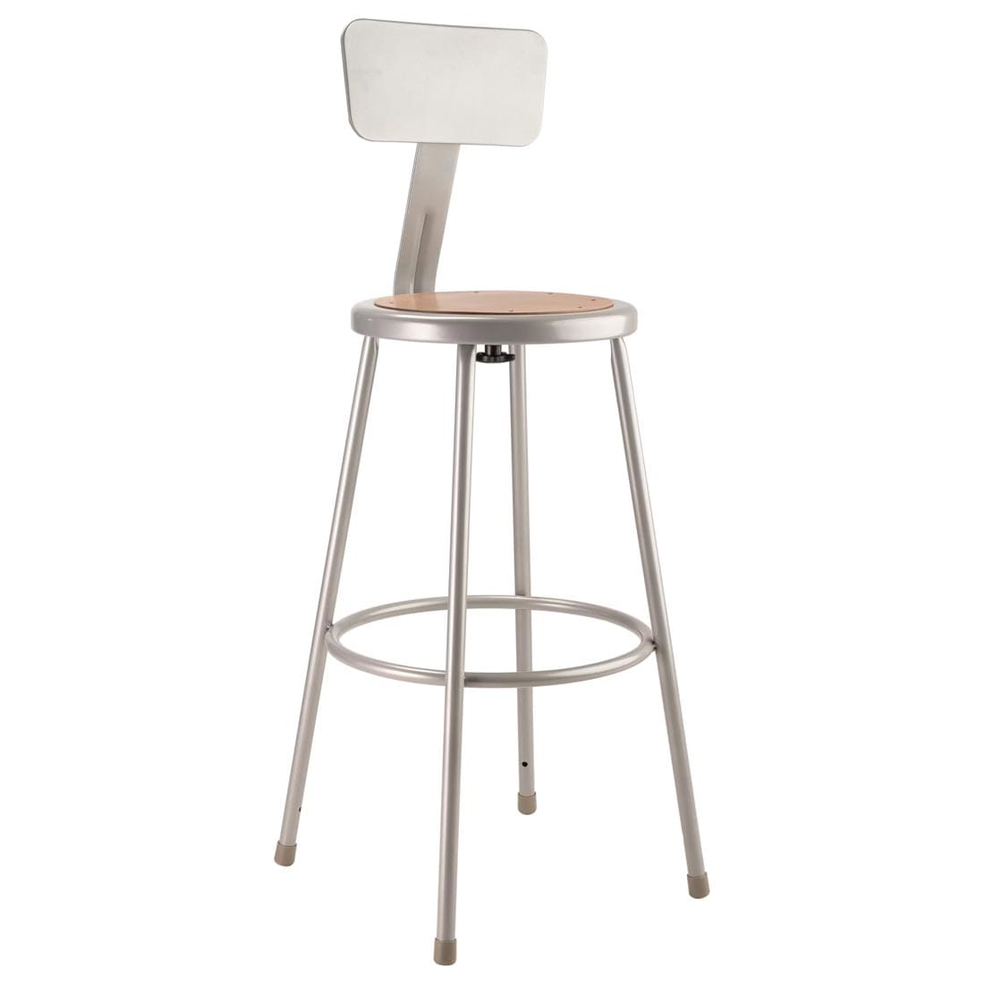 National Public Seating 30" Heavy Duty Grey Steel Stool With Backrest