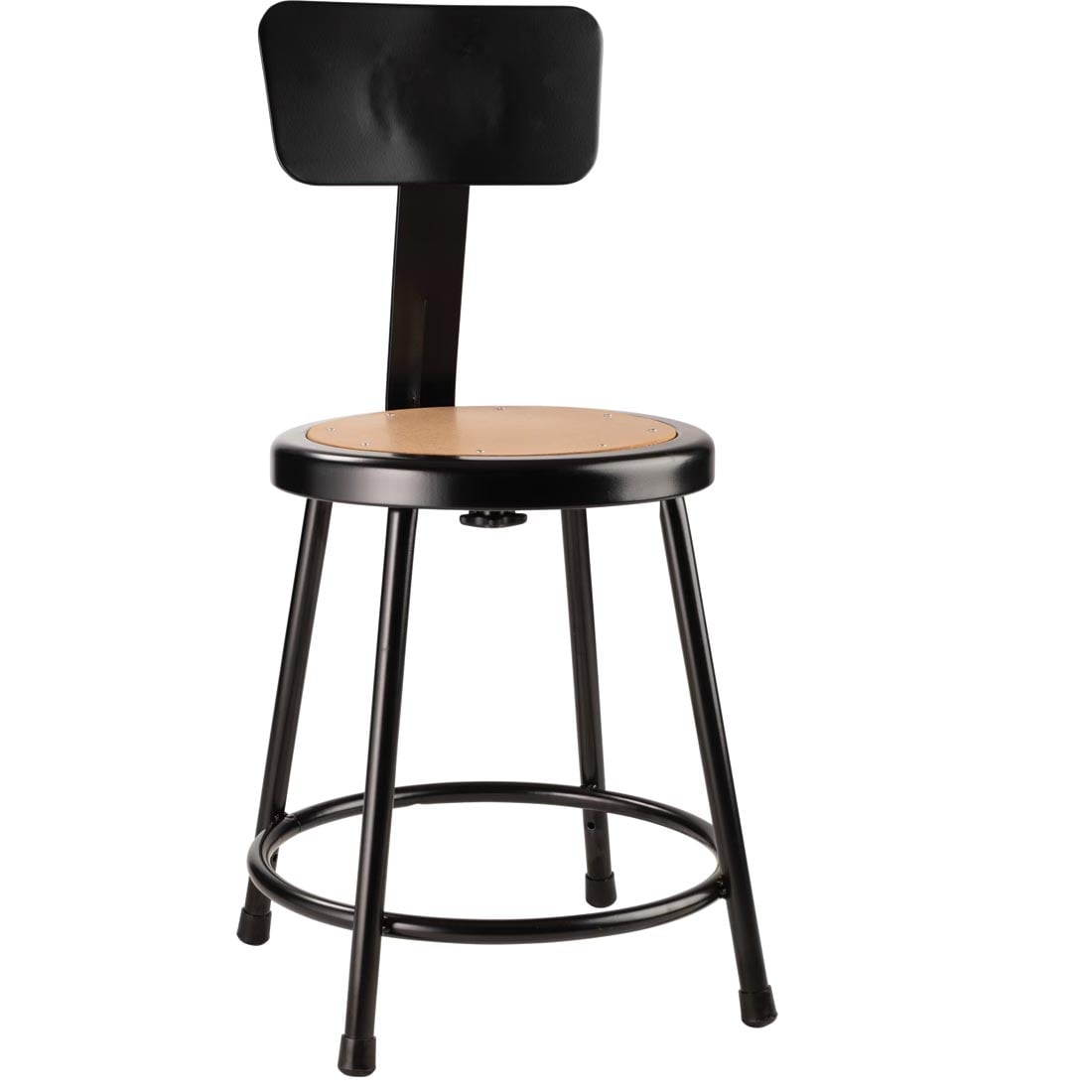 National Public Seating 18" Heavy Duty Black Steel Stool With Backrest