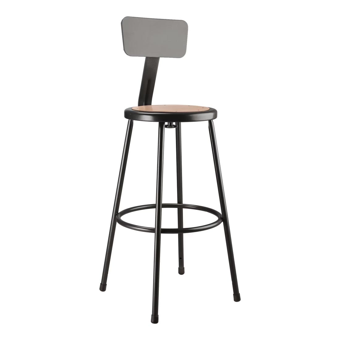National Public Seating 30" Heavy Duty Black Steel Stool With Backrest