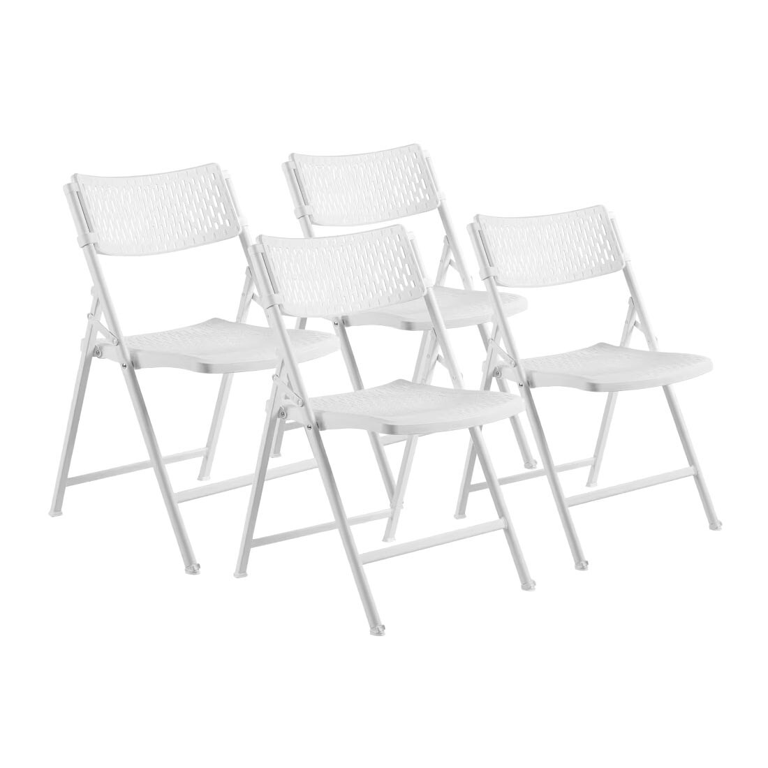 4 White National Public Seating AirFlex Series Premium Polypropylene Folding Chairs