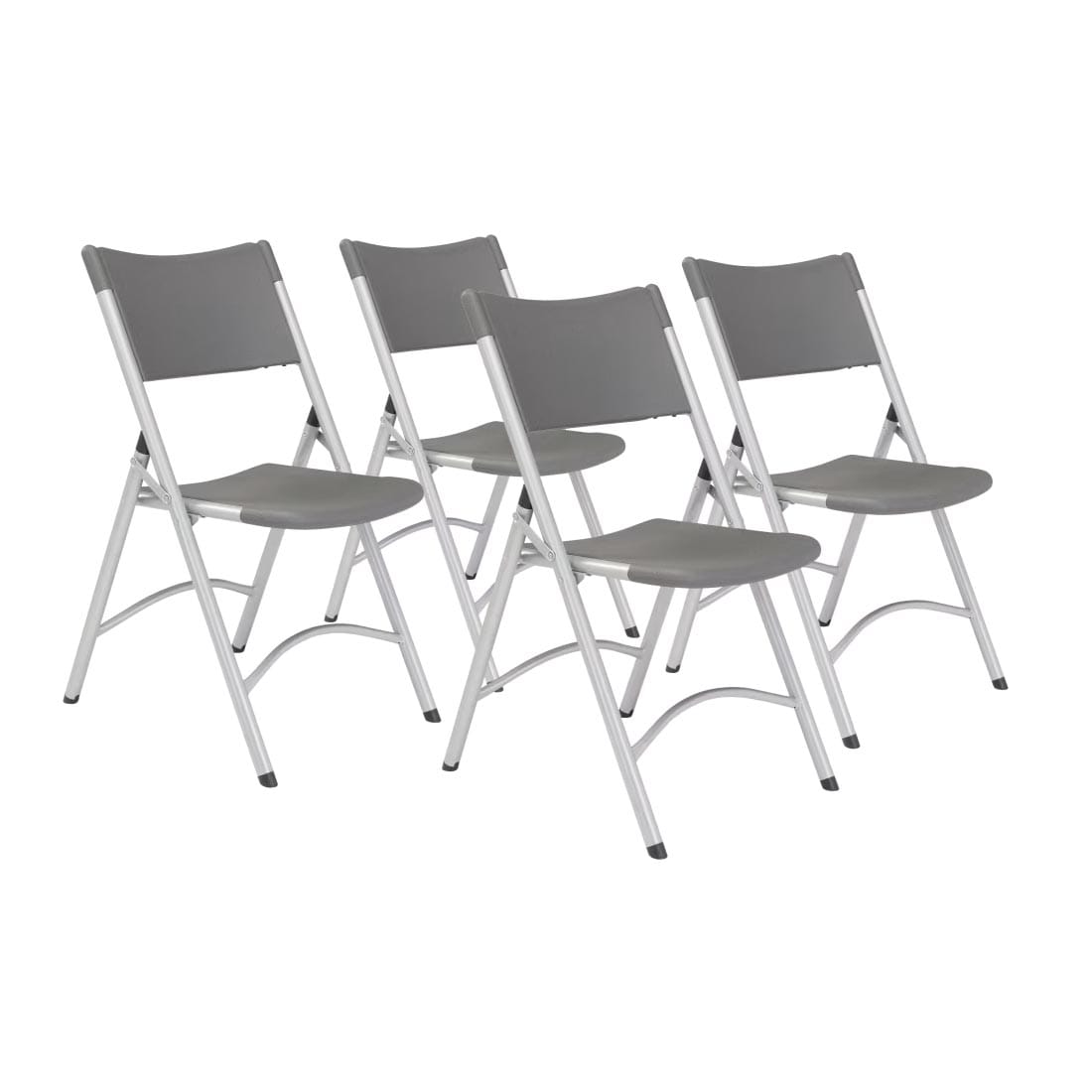 4 Charcoal Slate 600 Series Heavy Duty Plastic Folding Chairs by National Public Seating