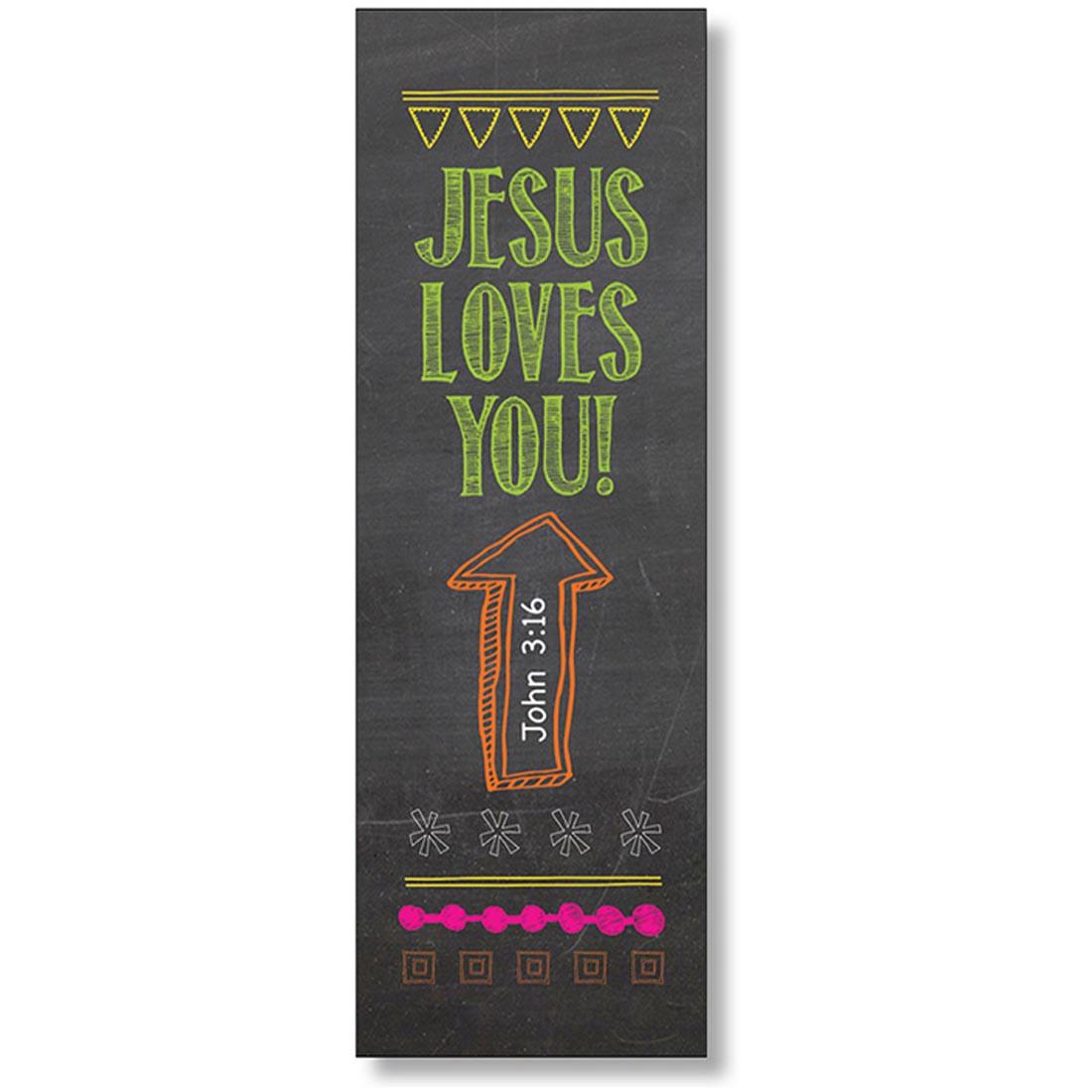Jesus Loves You Bookmark in chalkboard style