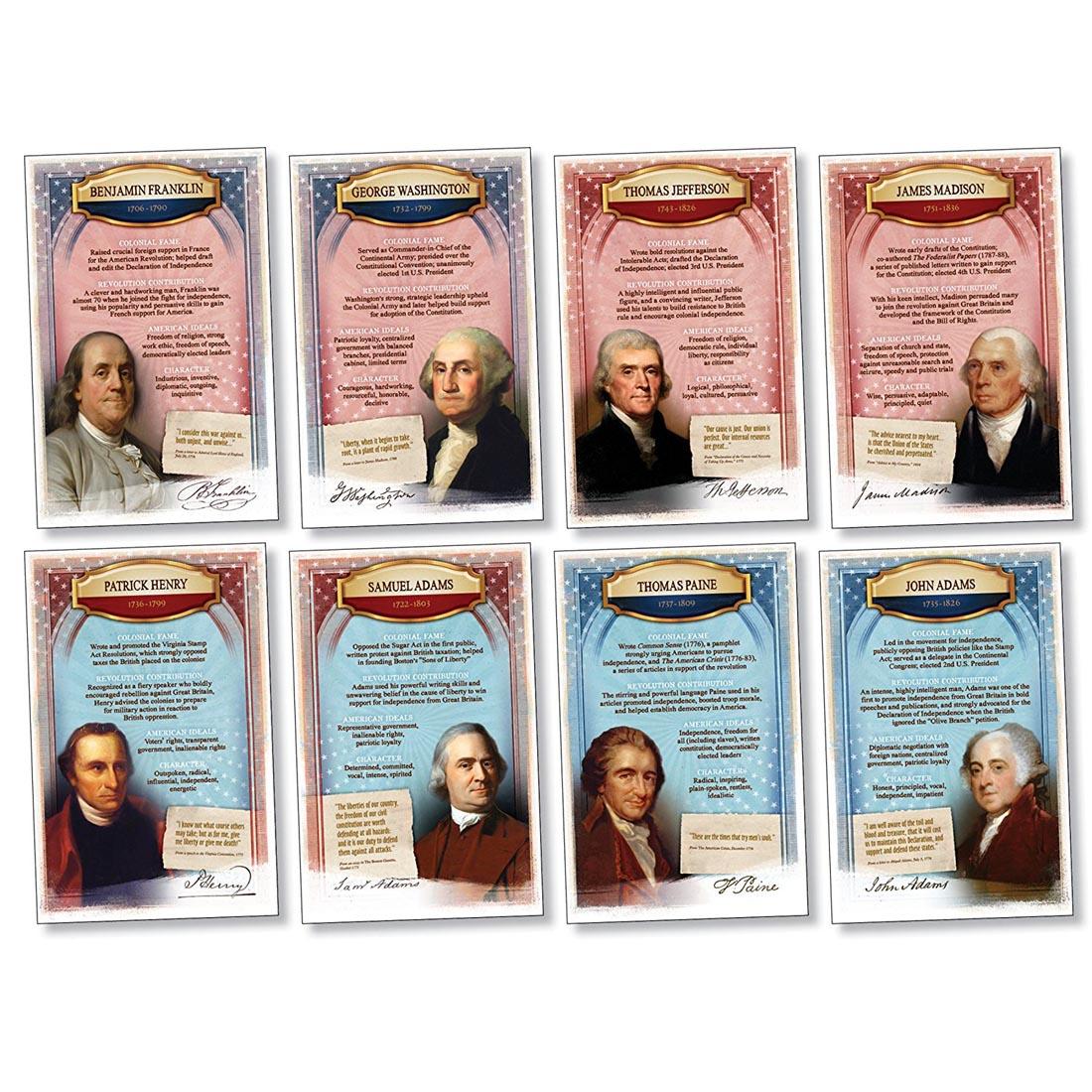 poster set with 8 United States founding fathers