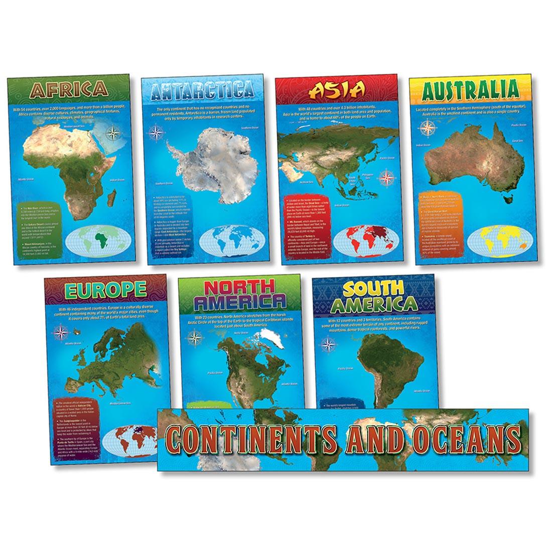 poster set featuring continents and oceans
