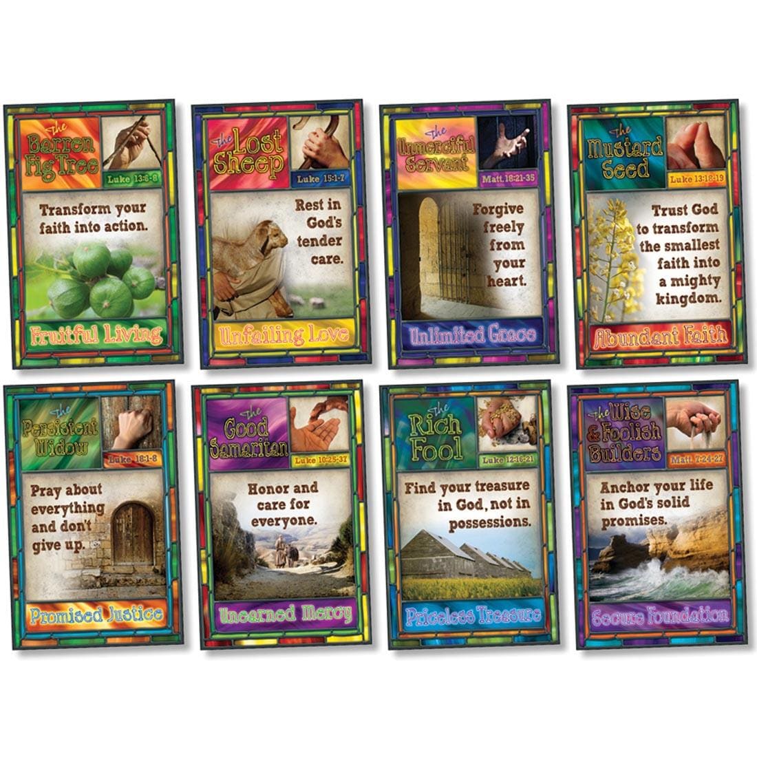 poster set with 8 lessons from Jesus' parables